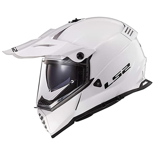 casco para moto hombre blanco doble proposito adventure ls2
