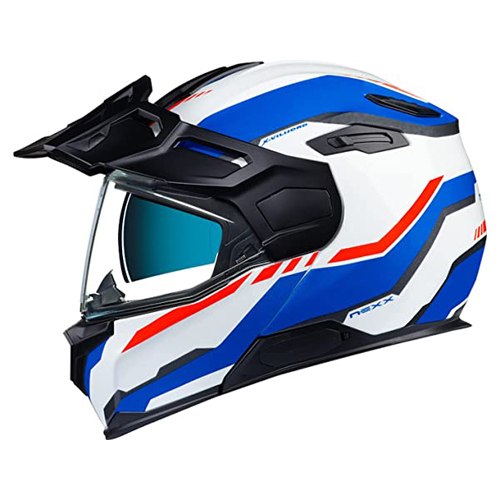 casco para moto hombre azul doble proposito adventure nexx