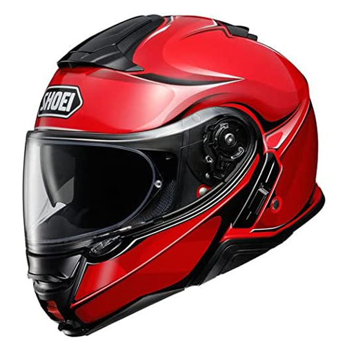 casco para moto hombre rojo abatible modular shoei
