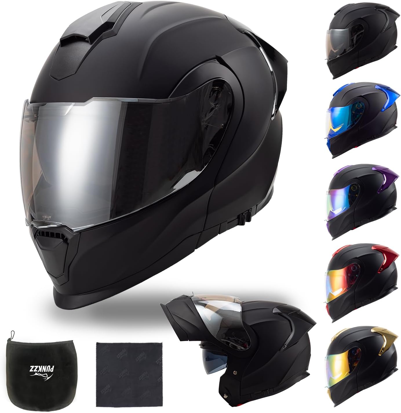 Casco para Moto Abatible PUNKZZ, Aprobado por DOT para Hombres y Mujeres