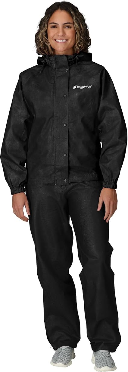 FROGG TOGGS Impermeable para Moto Mujer, estándar clásico, Color Verde y Negro, Grande